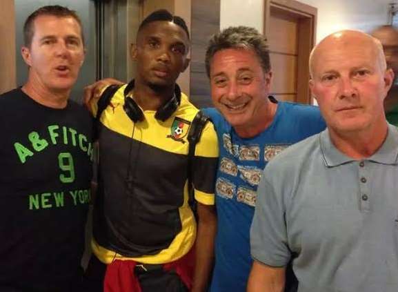Terry Matson, right, and friends with Cameroon and Chelsea striker Samuel Eto'o