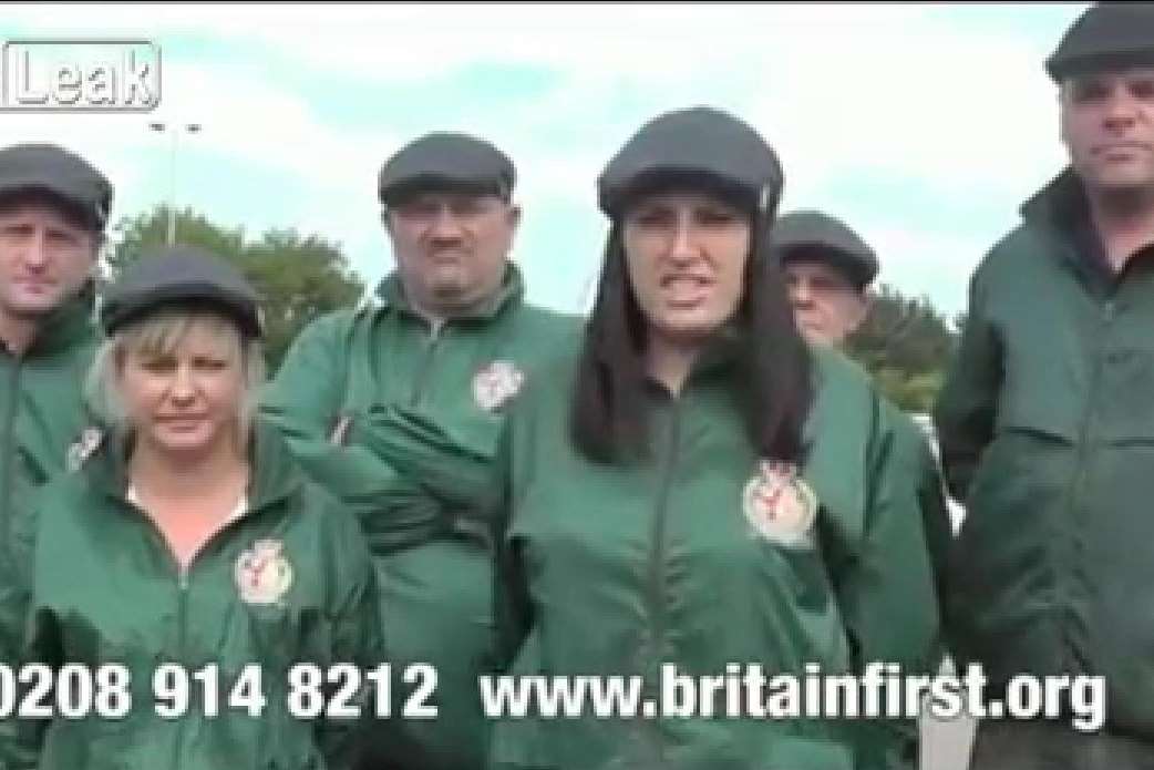 Britain First activists oppose a new Mosque awaiting planning approval