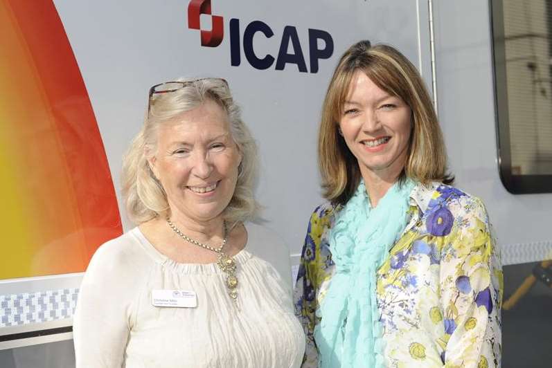 Launch of mobile chemotherapy unit, which will travel to patients around east Kent. Christine Mills with Global Charity Director ICAP, Nikki Studtt