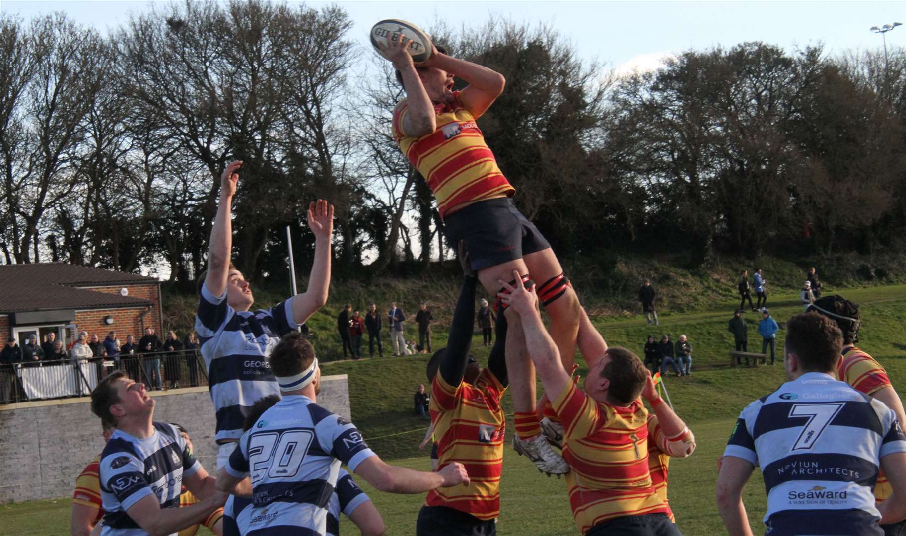 Medway win line-out ball against Chichester in London 1 South. Picture: Paul Wardzynski