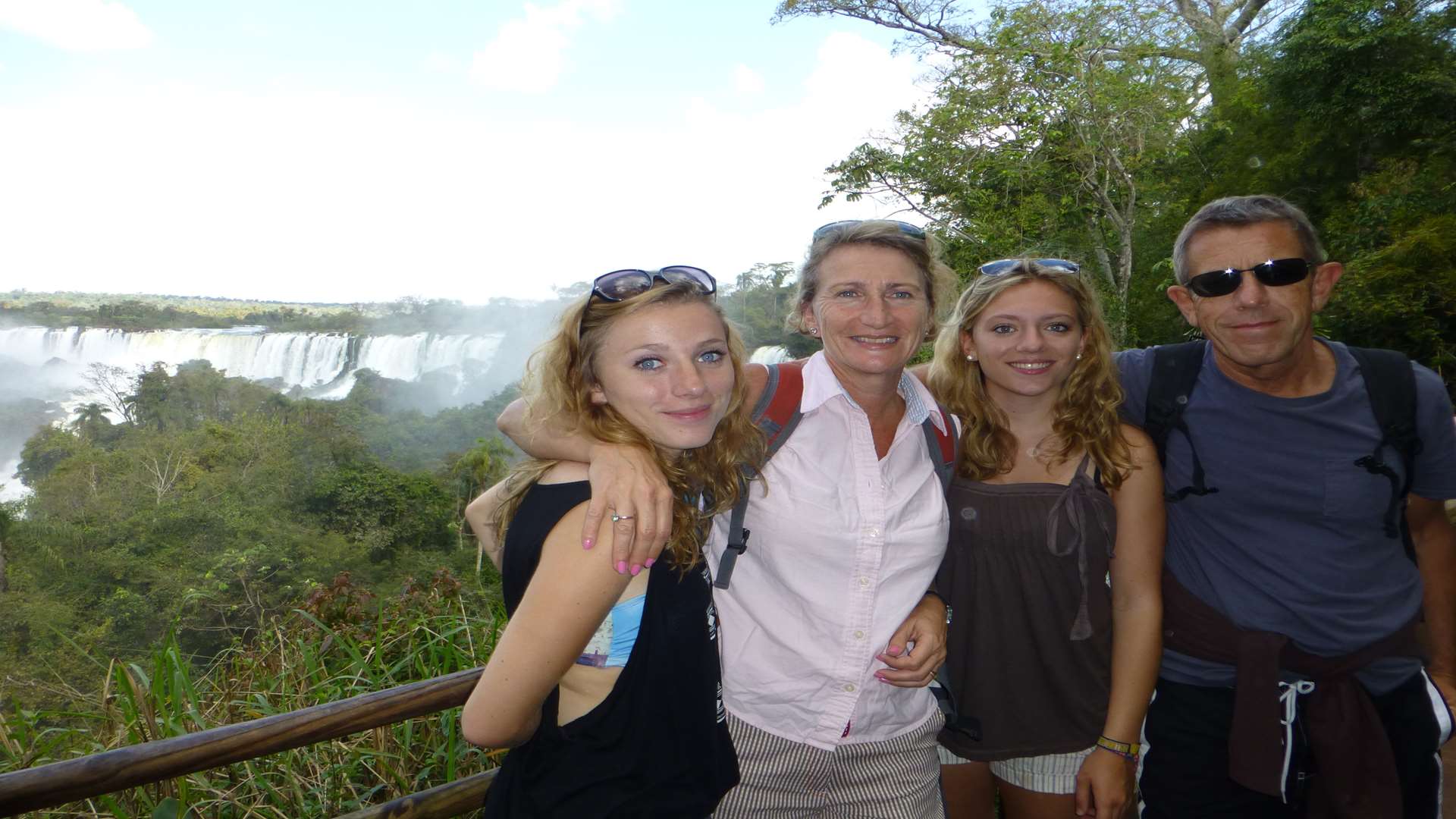 Gillian Metcalf, with daughters Natasha, Alice and husband Charlie by the Iguazu falls on their holiday in Brazil