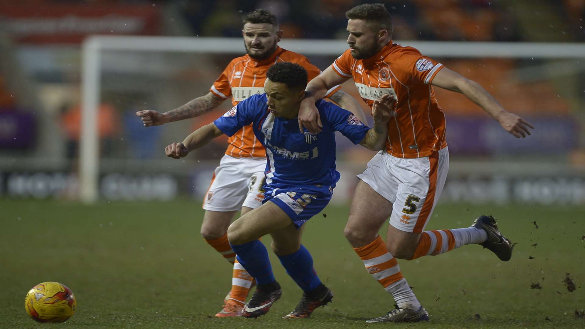 Elliott List in action for Gillingham at Blackpool Picture: Barry Goodwin
