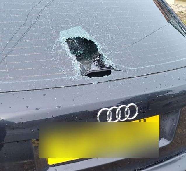 One of the cars smashed in Broadstairs this morning. Picture Tom Rigden