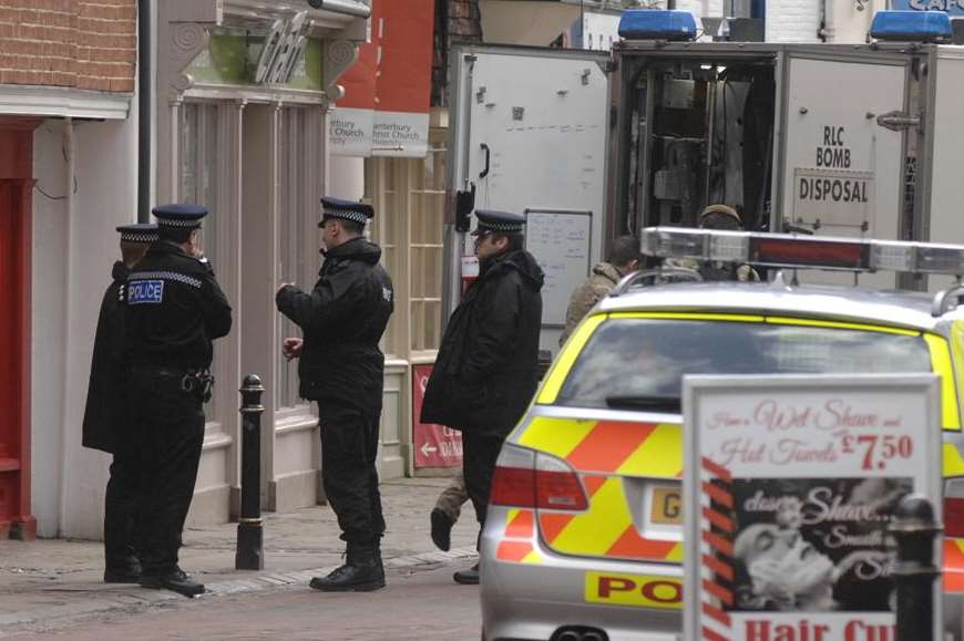 Police officers in St Peter's Street, Canterbury. Picture: Chris Davey