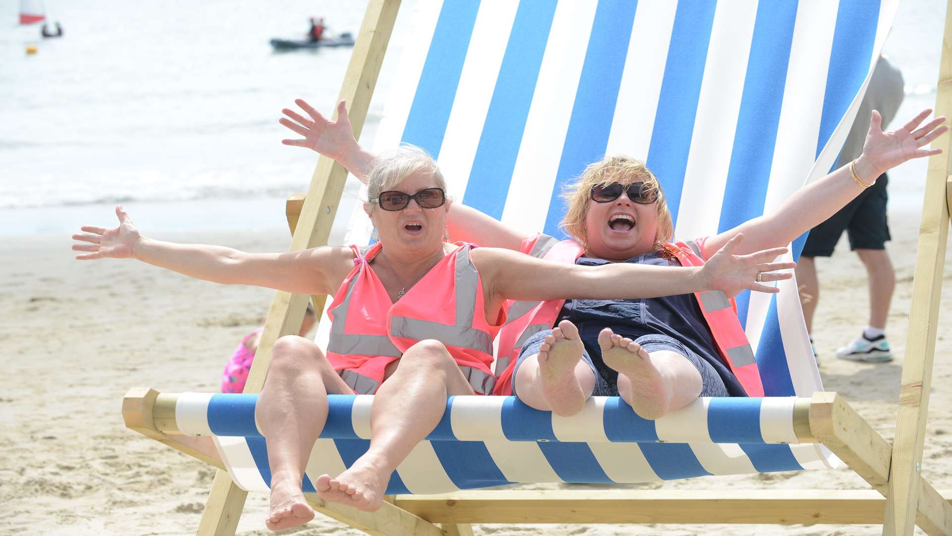 Cath Mison and Sue Pope at Folkestone's Sunny Sands Picture: Gary Browne