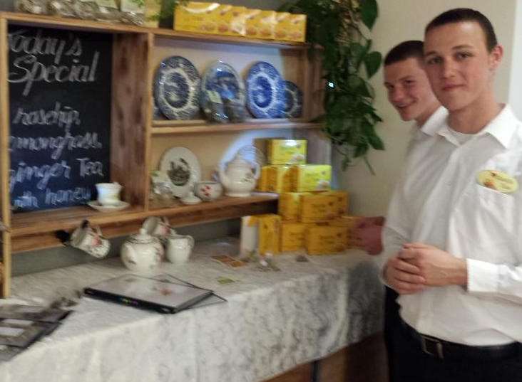 Sam Jones, right, and Simeon Barth of Beatific Teas at their stand during the Young Enterprise Kent final