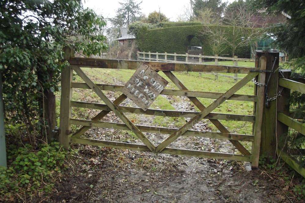 The entrance to the field where Jack Hilding died