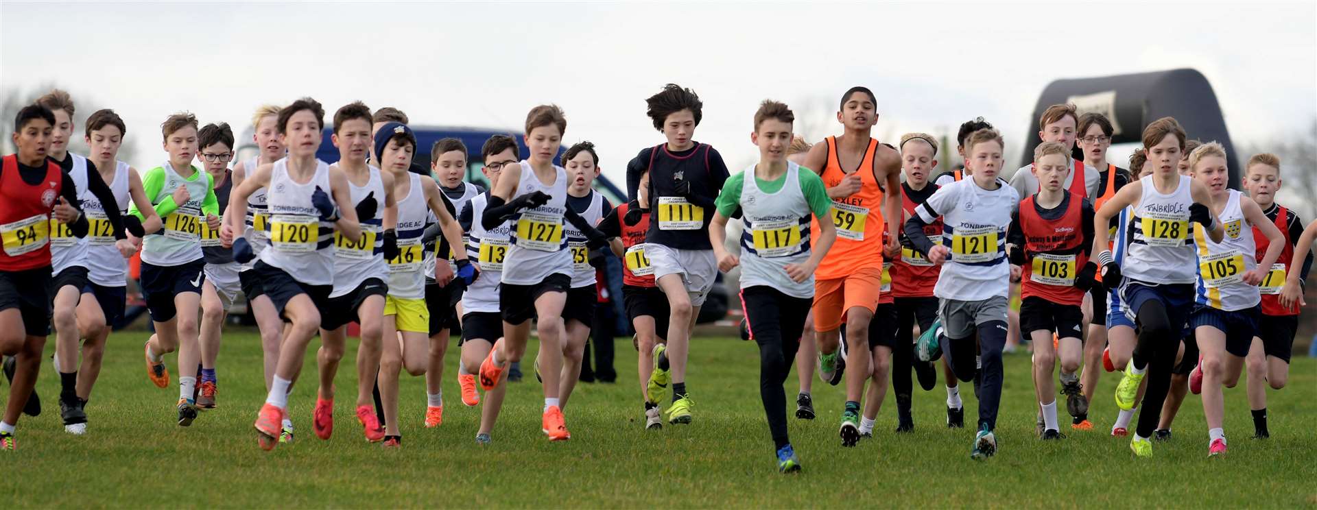 Action from the under-13 boys’ race. Picture: Barry Goodwin