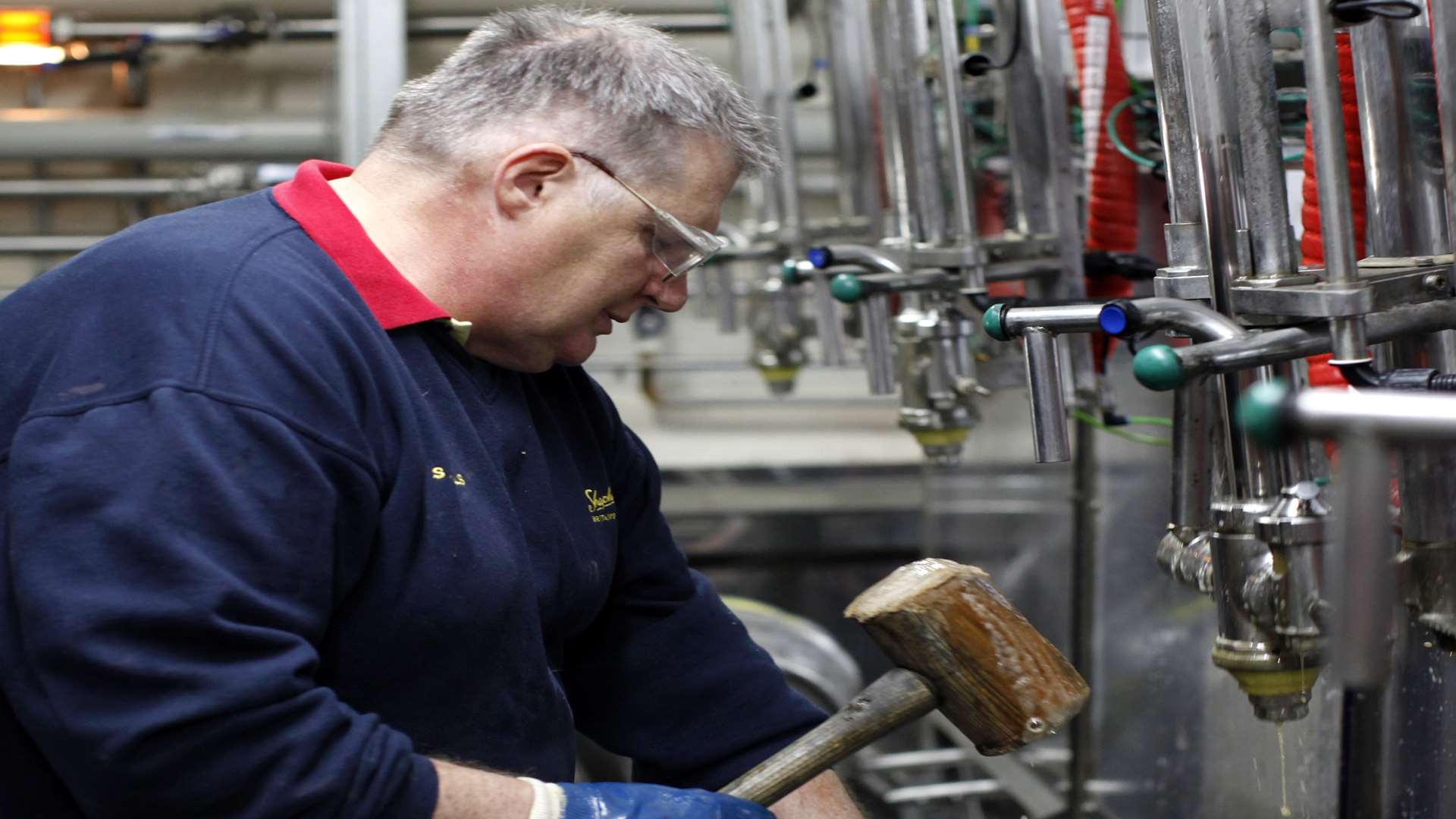 Cask production operative Steve Wills seals the casks