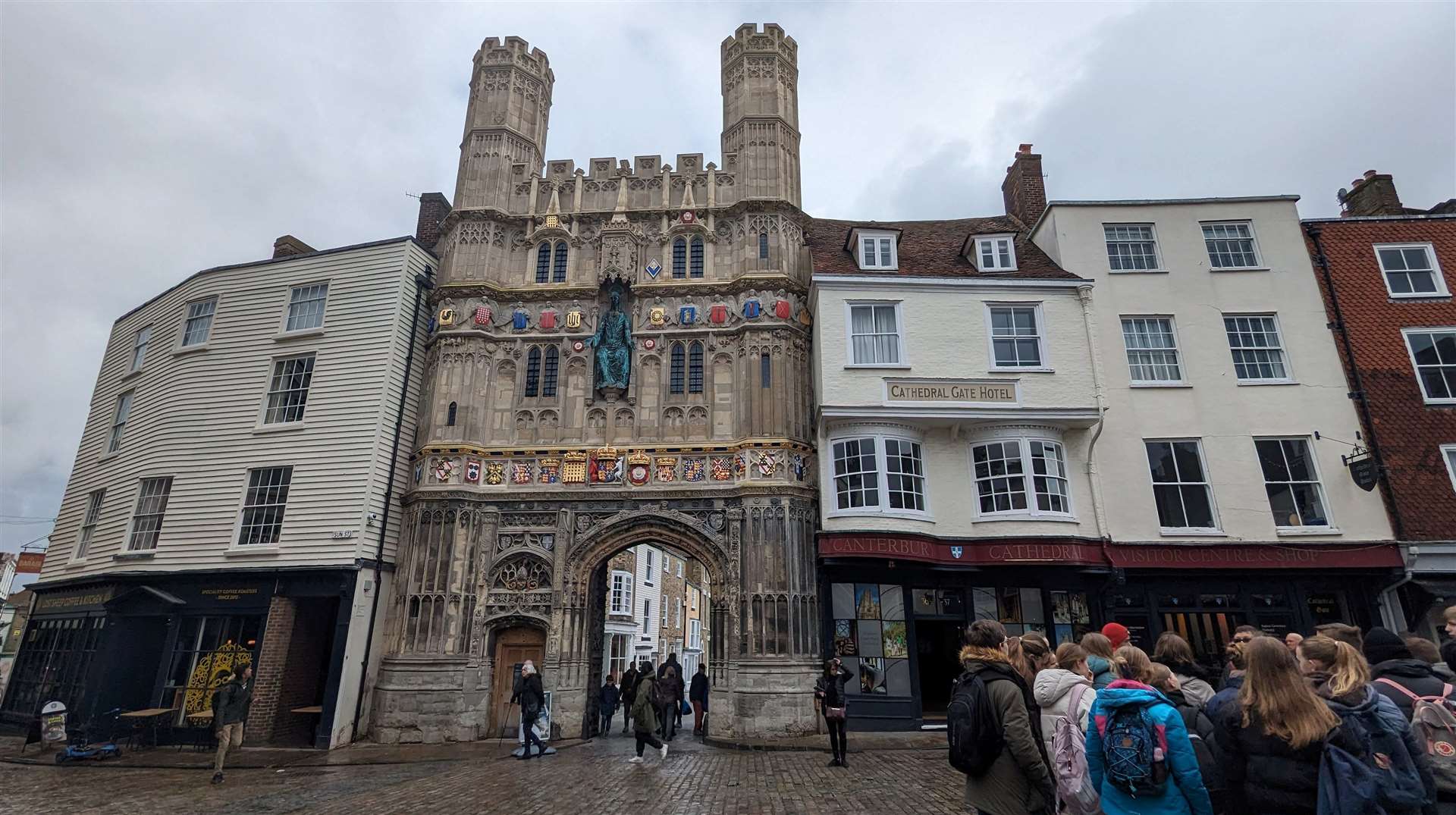 The start of the walk in the Buttermarket in Canterbury