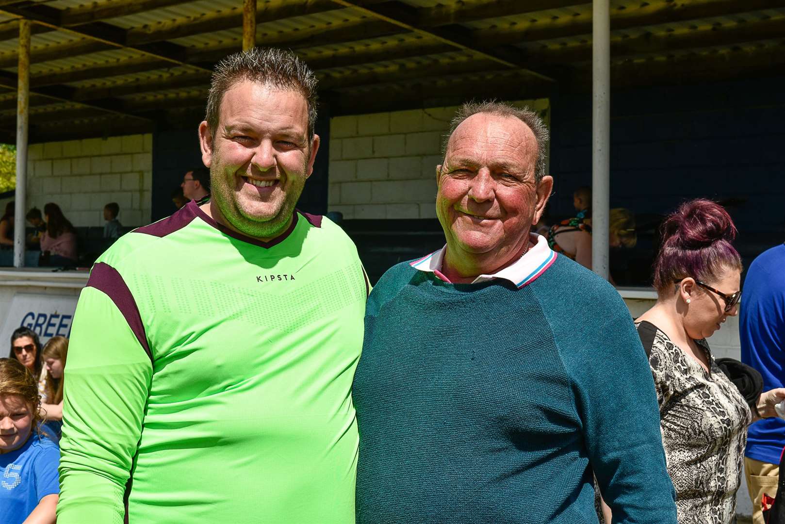 Daniel Parry and his father, Allan Parry at the Allan's Allstars v Kay FC charity football match on behalf of MacMillan Cancer Support. Picture: Tony Jones (11139331)