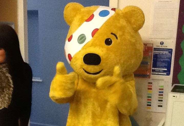 Pudsey Bear made a surprise visit to Castle Hill Primary