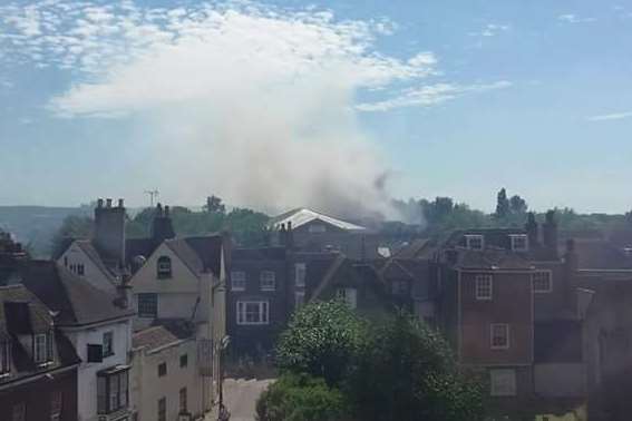 Smoke could be seen spreading across the city centre from several miles away