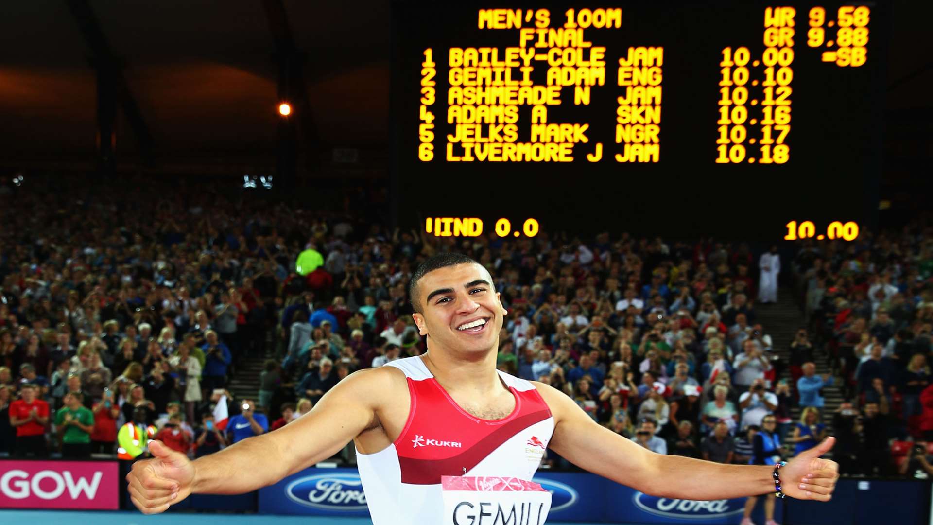 Gemili celebrates his silver medal Picture: Ian Walton/Getty Images
