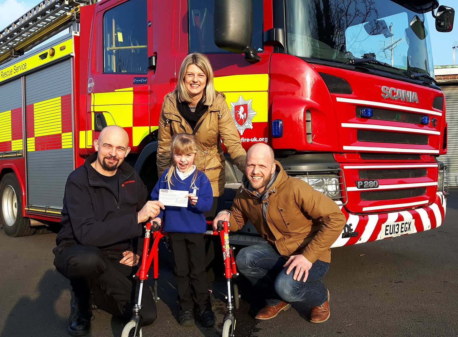 Firefighters in Deal donated the cash to Ellice and her parents Amy and Joe Barr