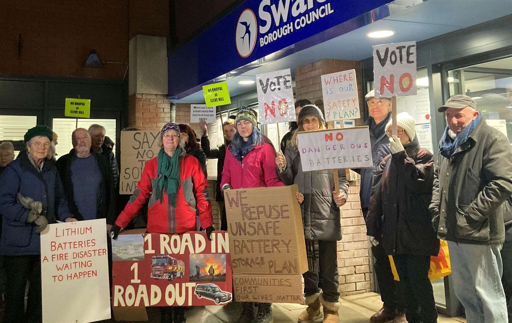 Protesters outside Swale House