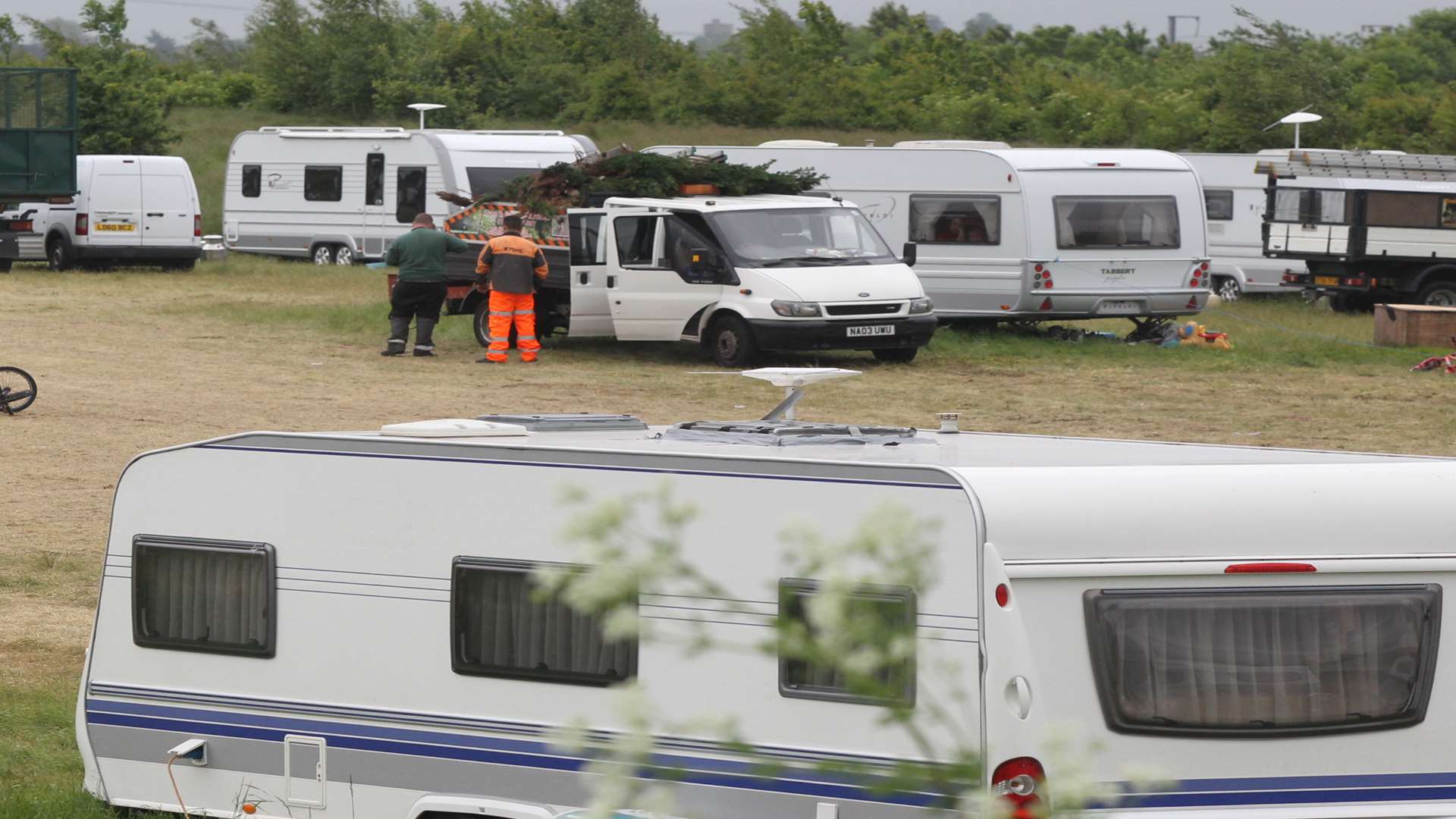 Travellers set up a camp on Saturday, May 23