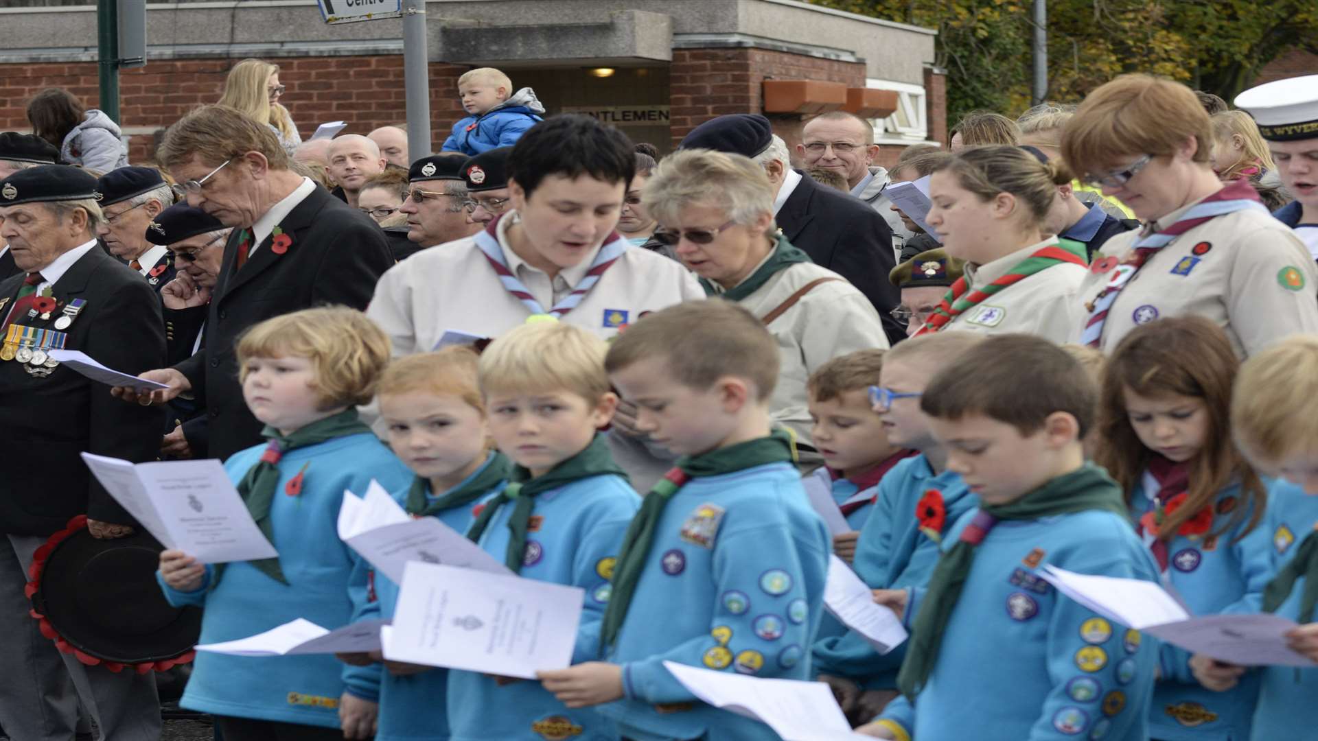 Crowds in Sittingbourne for Remembrance Day in 2015