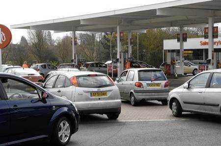 Queues built up at petrol stations around the county