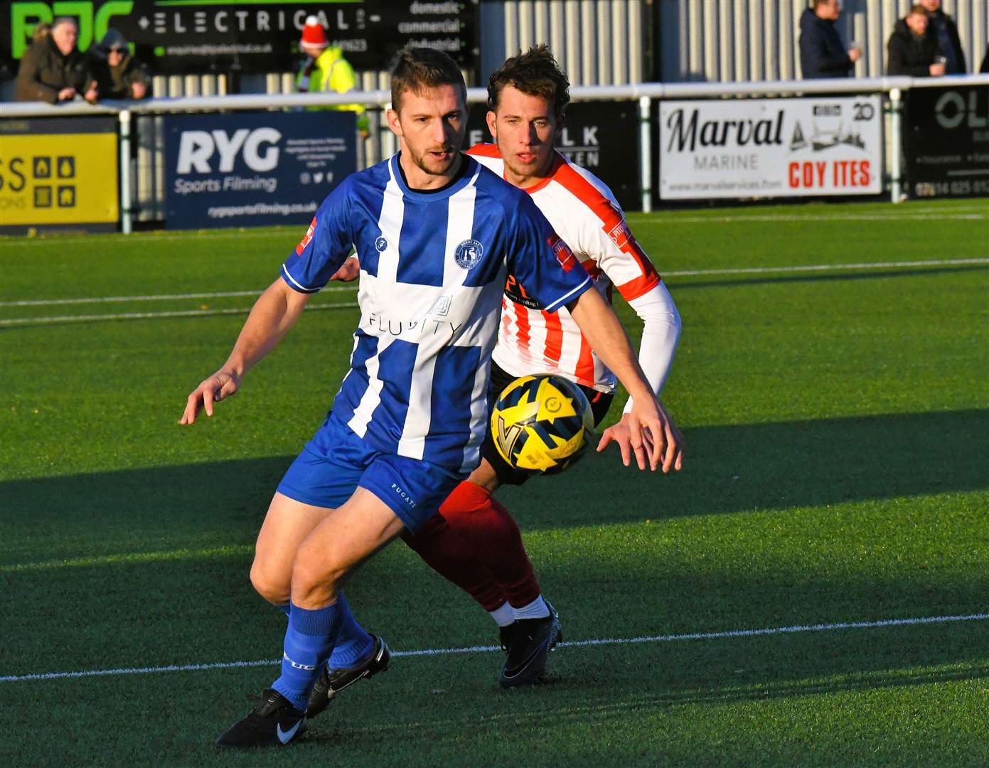 Herne Bay frontman Kane Rowland - scored twice at Chichester in midweek. Picture: Marc Richards