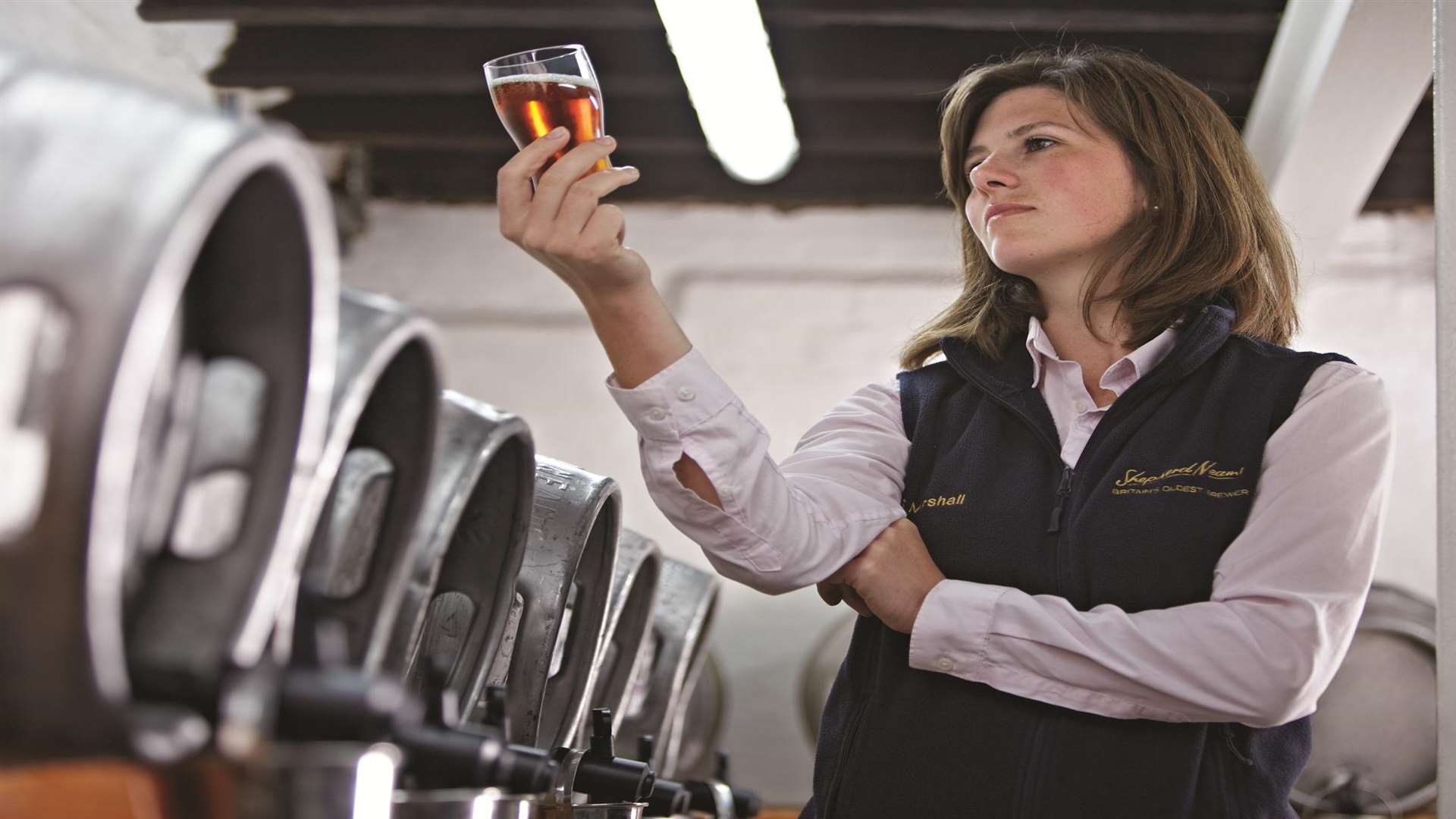 Laboratory manager Sarah Marshall checks the beer