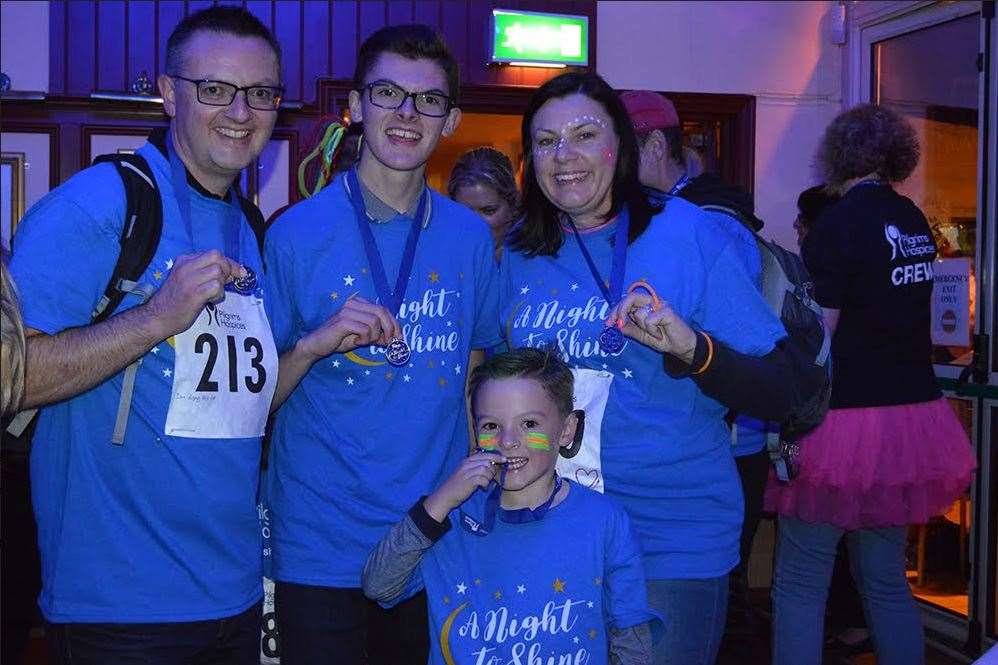 Steward Middleton with wife Claire and Jacob and Oscar from Birchington ,walking in memory of Claire’s mum.