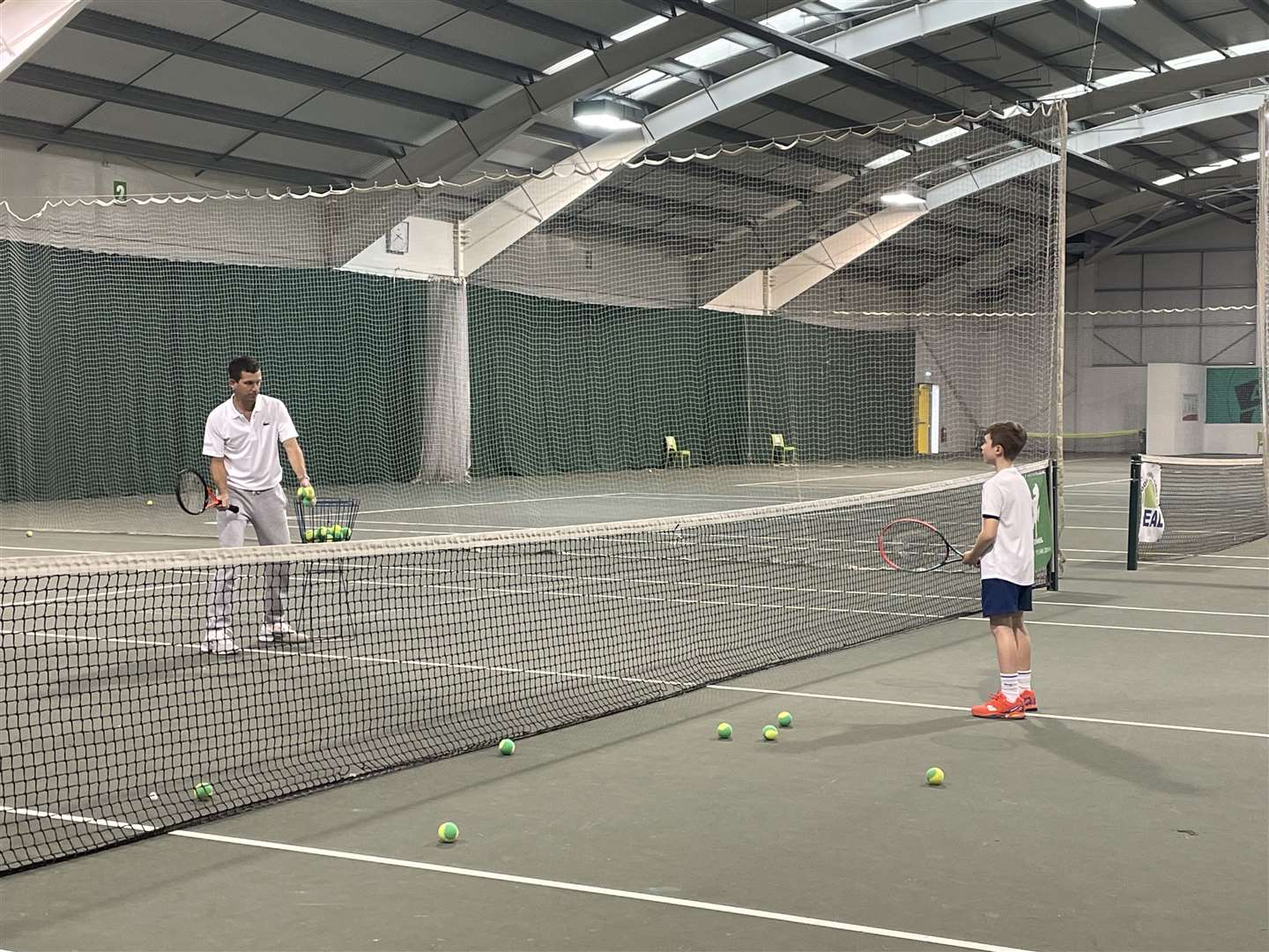 The tennis lesson at Deal Indoor Tennis Centre ended with a short game