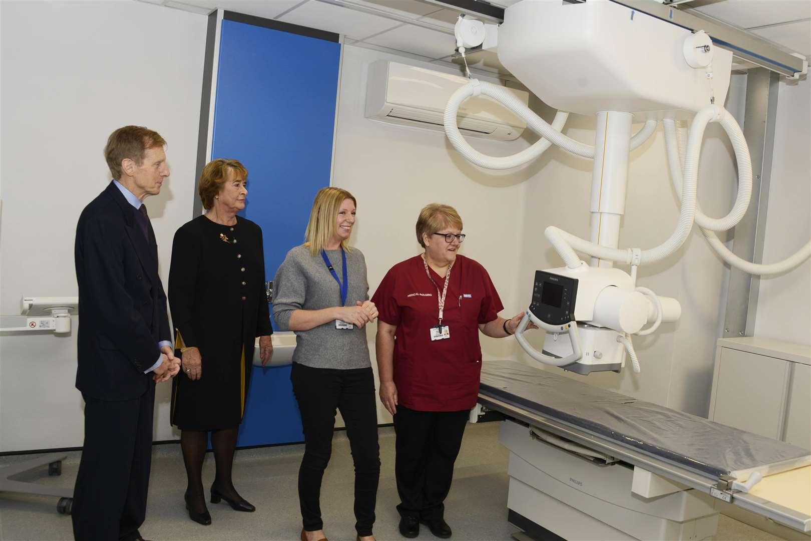 Professor Stephen Smith, League of Friends chairman Gillian Fowler, with radiographers Lara Green and Mandy Martin