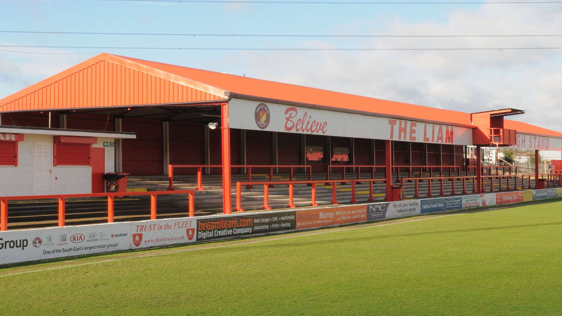 Ebbsfleet's new main stand will replace the existing Liam Daish Stand Picture: Steve Crispe