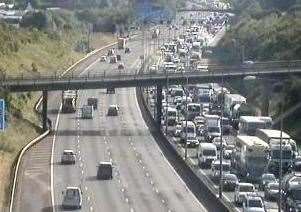 Congestion on the M25 heading clockwise near junction 3. Picture: Highways England