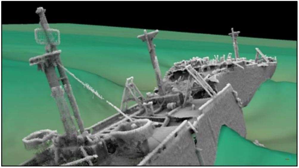 Latest image of the wreck of the SS RIchard Montgomery Second World War bomb ship underwater off Sheerness on the Isle of Sheppey. Picture: Maritime & Coastguard Agency (12013589)