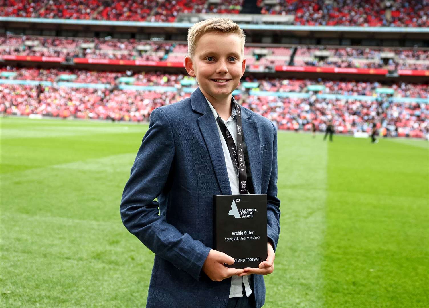 Teenager Archie Suter at Wembley during The FA Community Shield match between Manchester City and Arsenal. Photo: Michael Regan - The FA/The FA via Getty Images