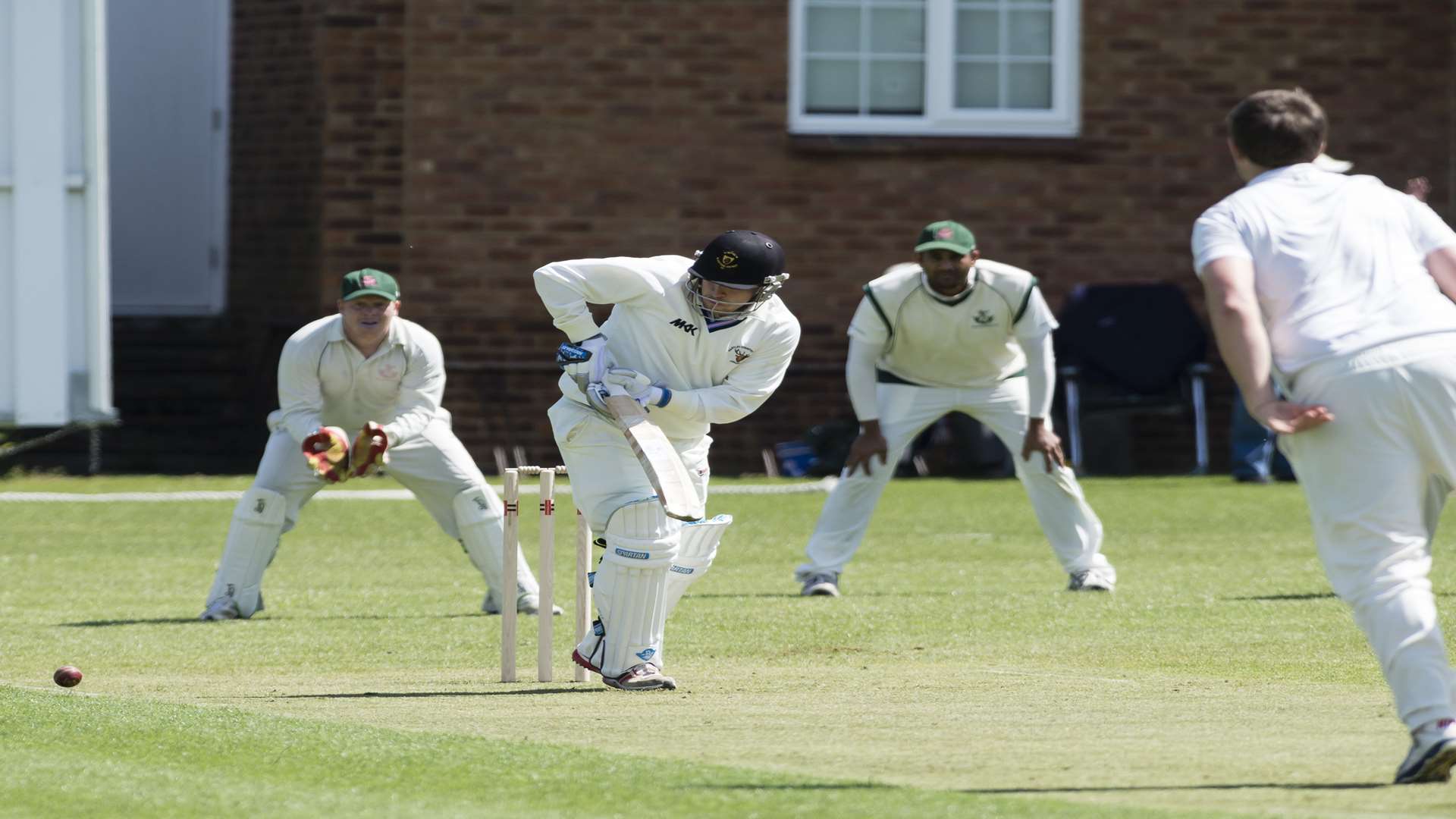 Hartley's Dan Stickels on his way to a century against Folkestone Picture: Andy Payton