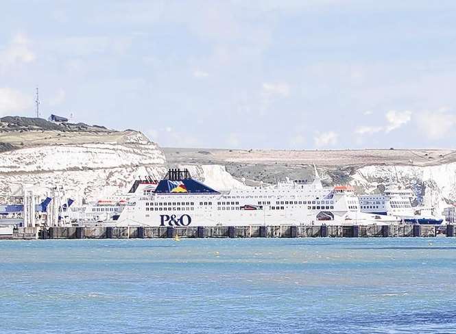 The ferry berths at the Port of Dover