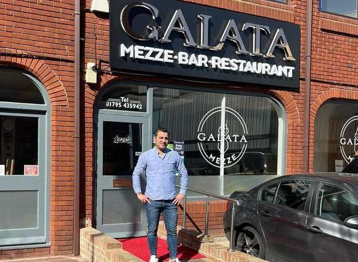 Owner Muzo Tasdogan outside Galata Mezze and Restaurant in Sittingbourne