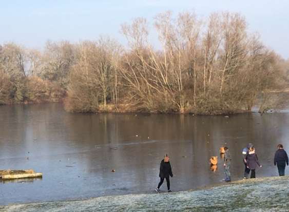 Children were seen playing on the ice. Pic by Jane Marsh