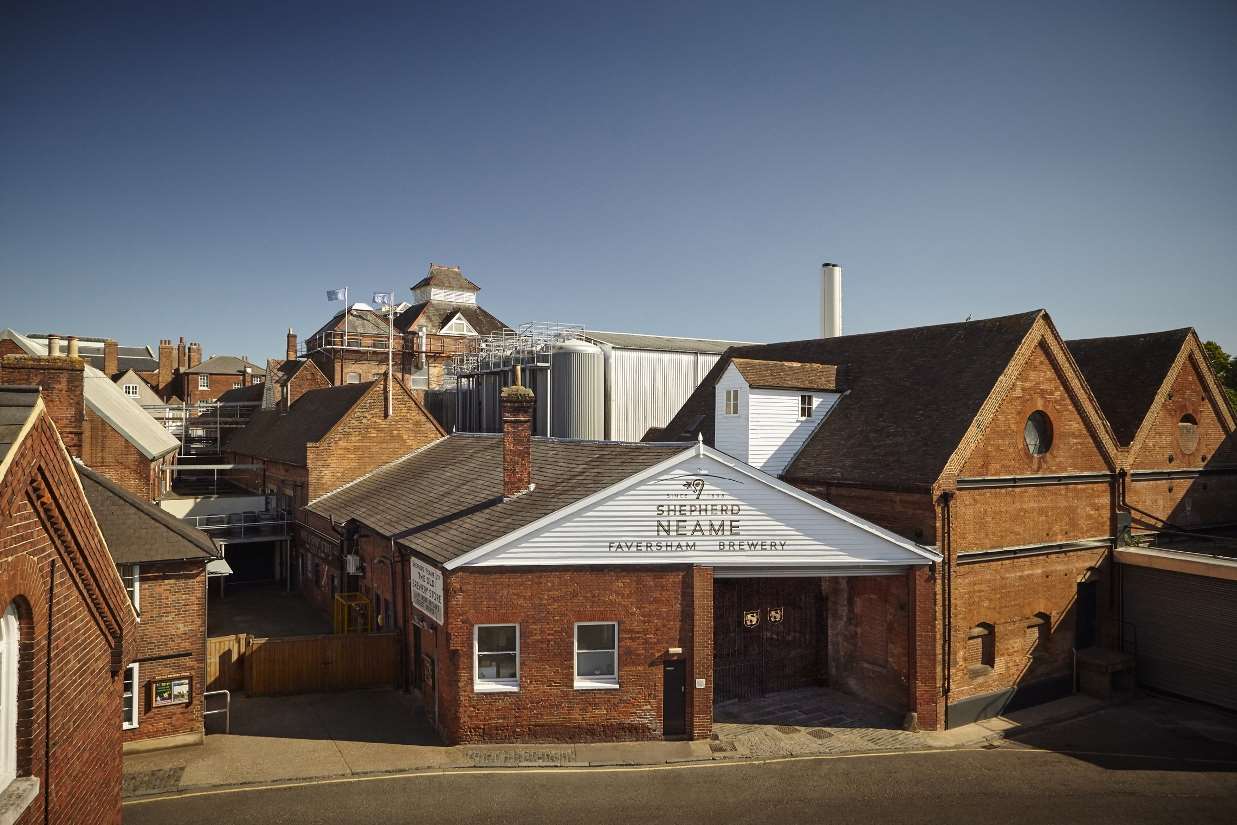 The new Shepherd Neame logo has been painted on its Faversham brewery