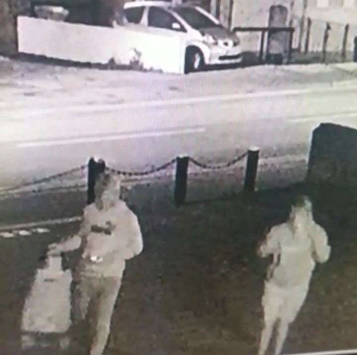 CCTV footage of two suspects approaching Terry Utting's vape shop in Leysdown High Street