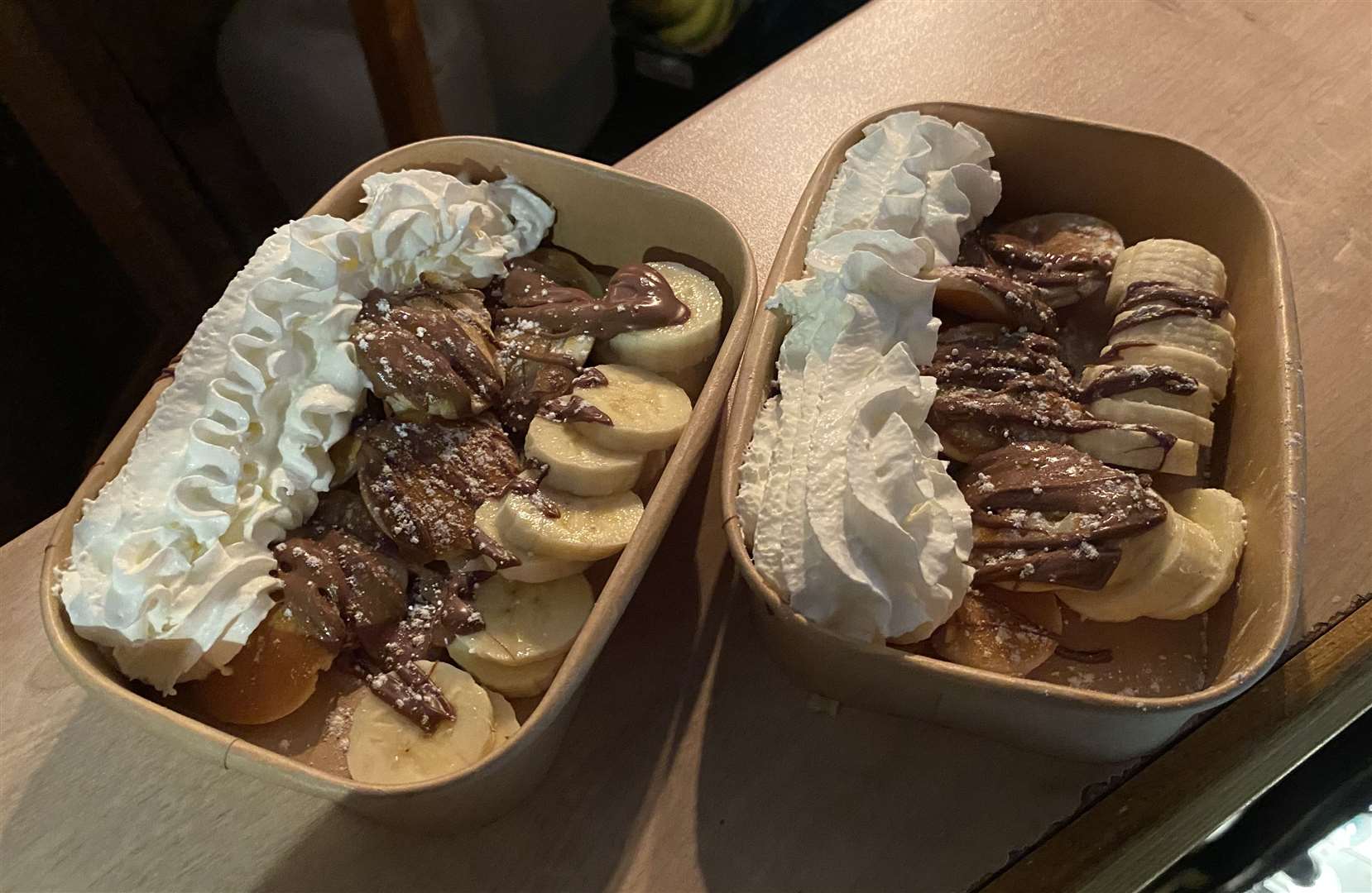 We went for the Dutch pancakes, with banana, chocolate and whipped cream toppings