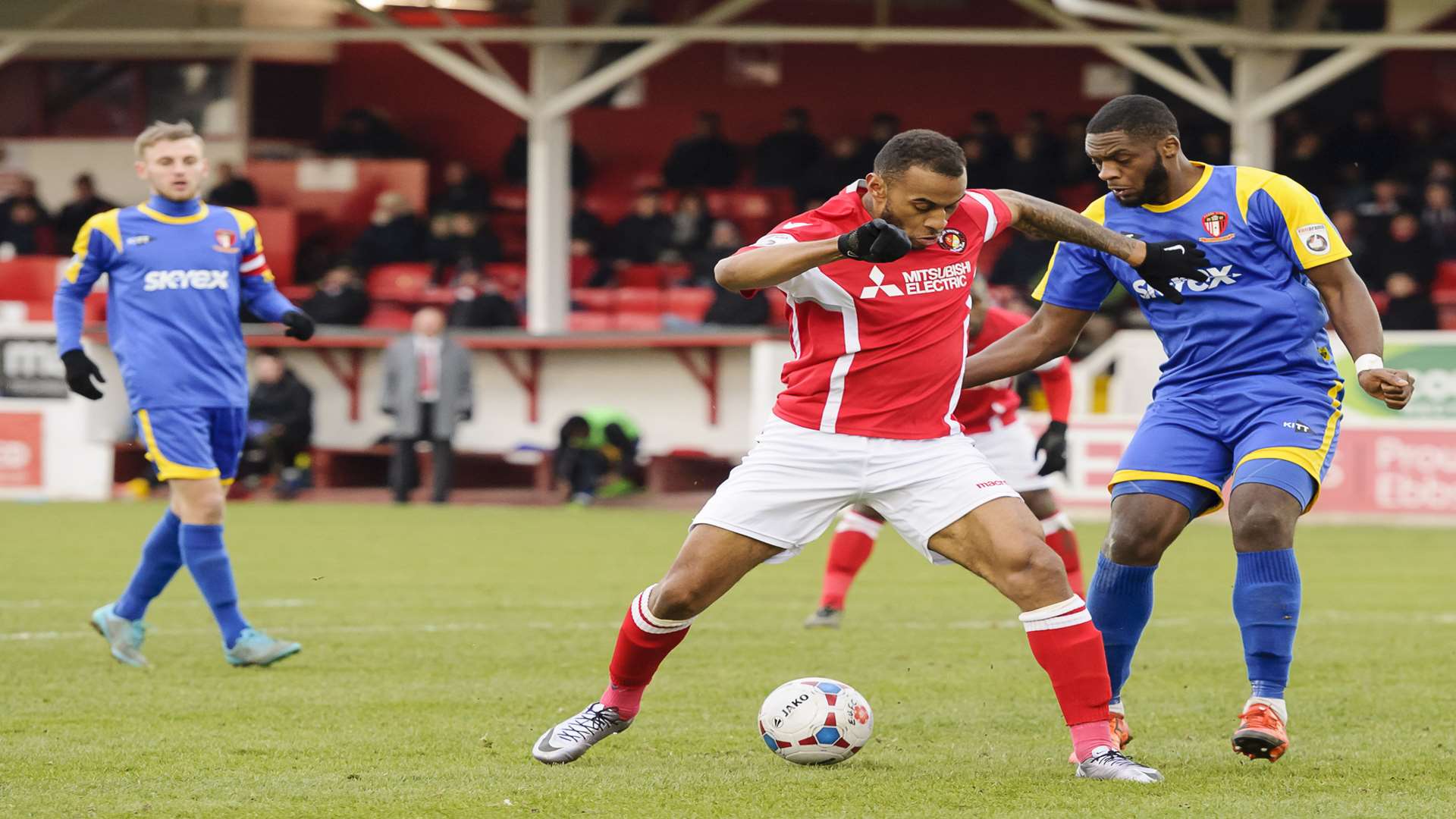Danny Haynes on the ball for Ebbsfleet after coming off the bench Picture: Andy Payton