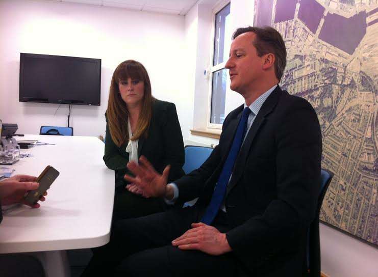 The Prime Minister, pictured with candidate Kelly Tolhurst, also defended the Conservative's 'kitchen sink' strategy at the Rochester Strood by-election