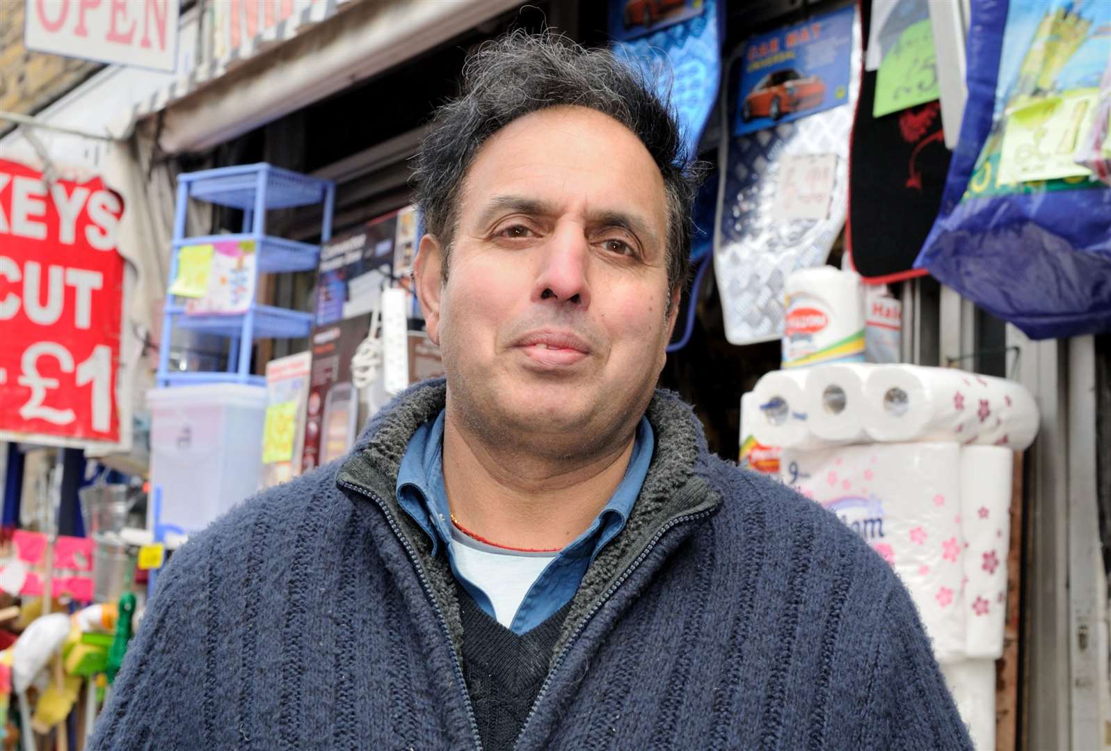 Jasbir Basra is the owner of Mad Sales shop. Picture: Simon Hildrew
