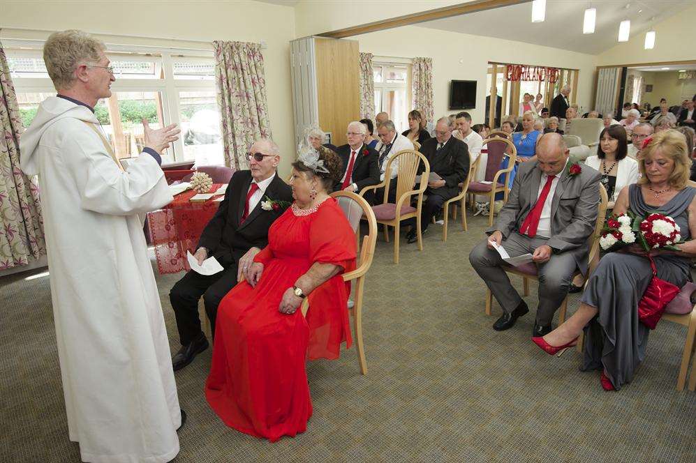 Rev Richard Martin, with Ted and Gloria and guests.