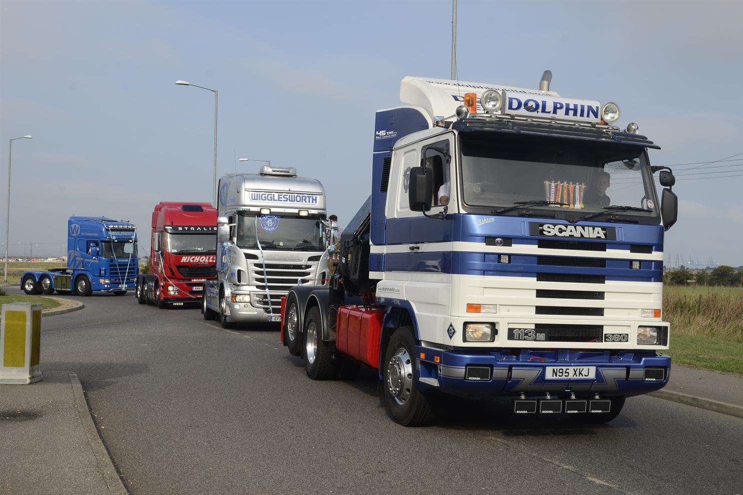 Some of the lorries taking part in the Oliver Smith Truck Rally