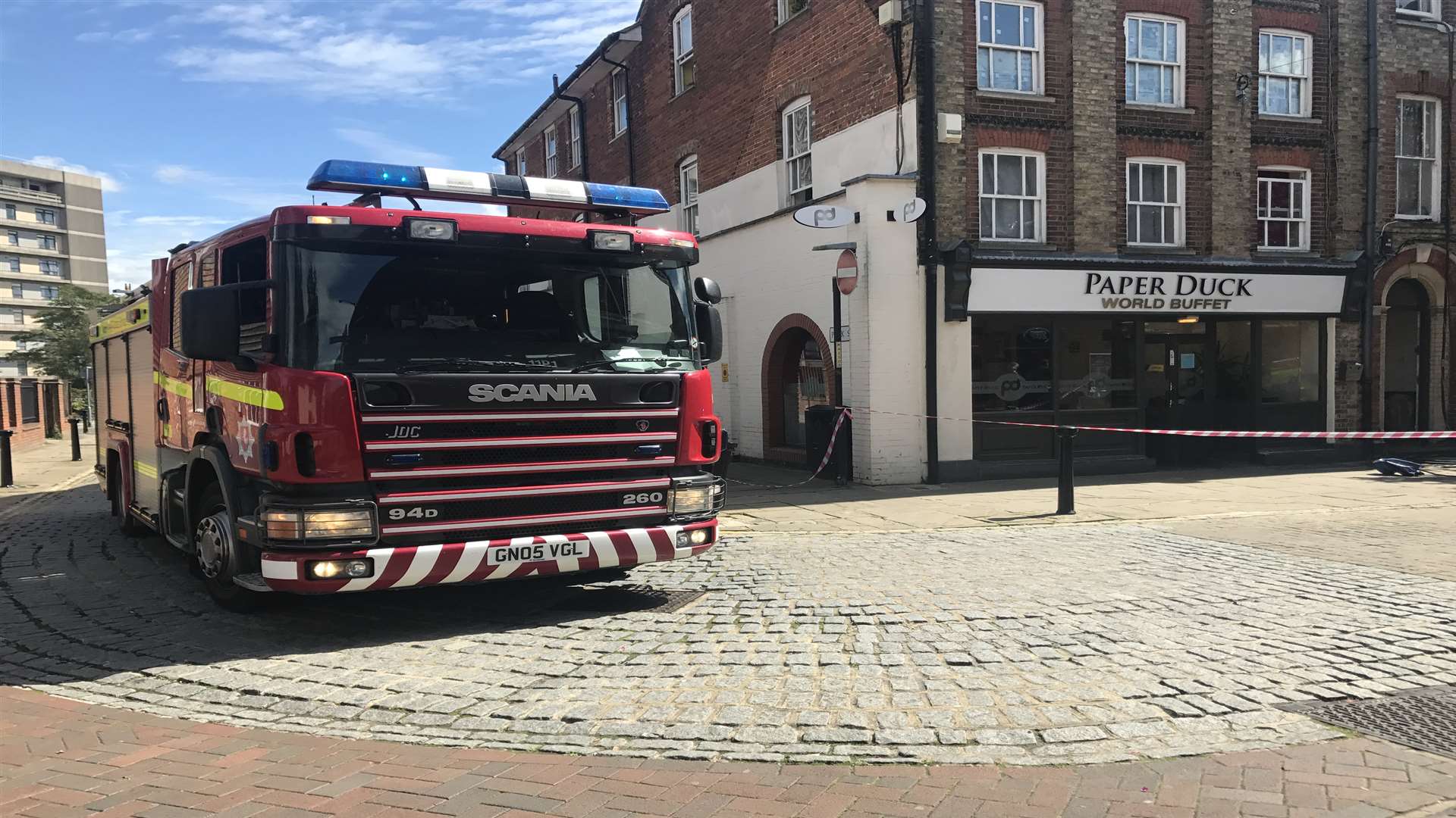 The fire brigade was called to The Paper Duck in Ashford