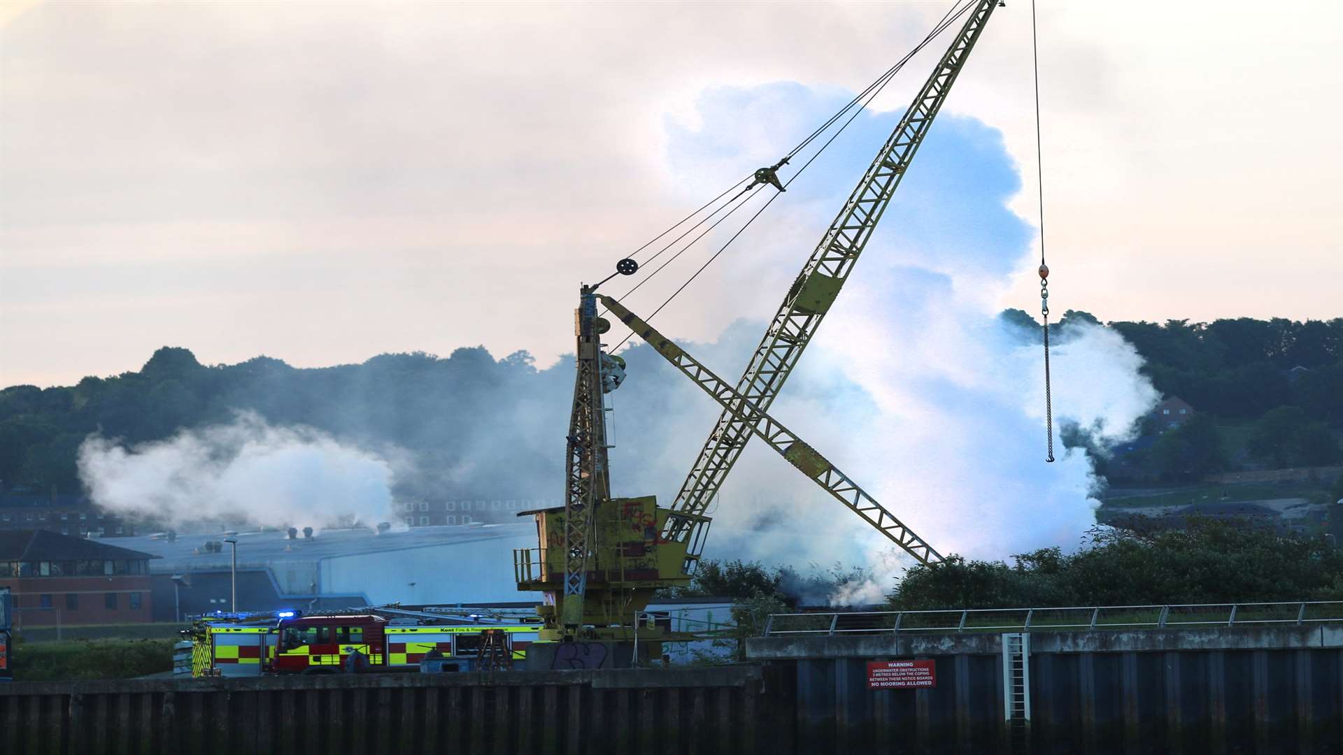 Firefighters at Acorn Shipyard on Tuesday morning. Pic: Keith Thompson