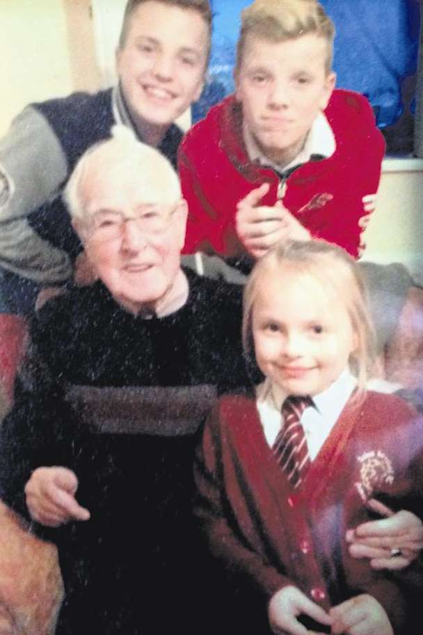 Richard Kane with his great-grandchildren Tommy, Alfie and Lily