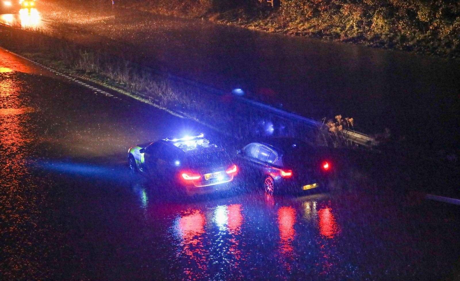 Drivers were stranded after torrential rain flooded the M23 Photo: UKNIP