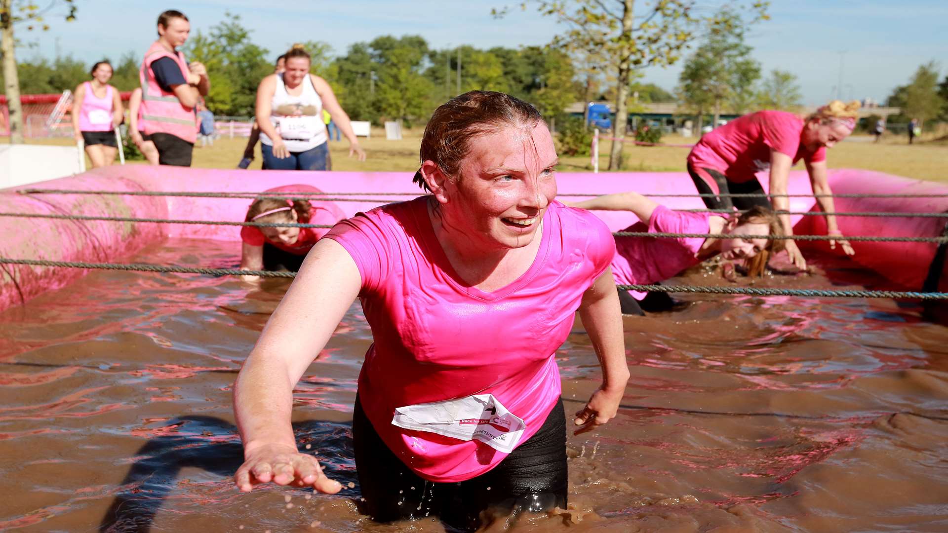 Chatham and Ayelsford MP Tracey Crouch takes part in the Pretty Muddy 5k challenge for cancer research UK