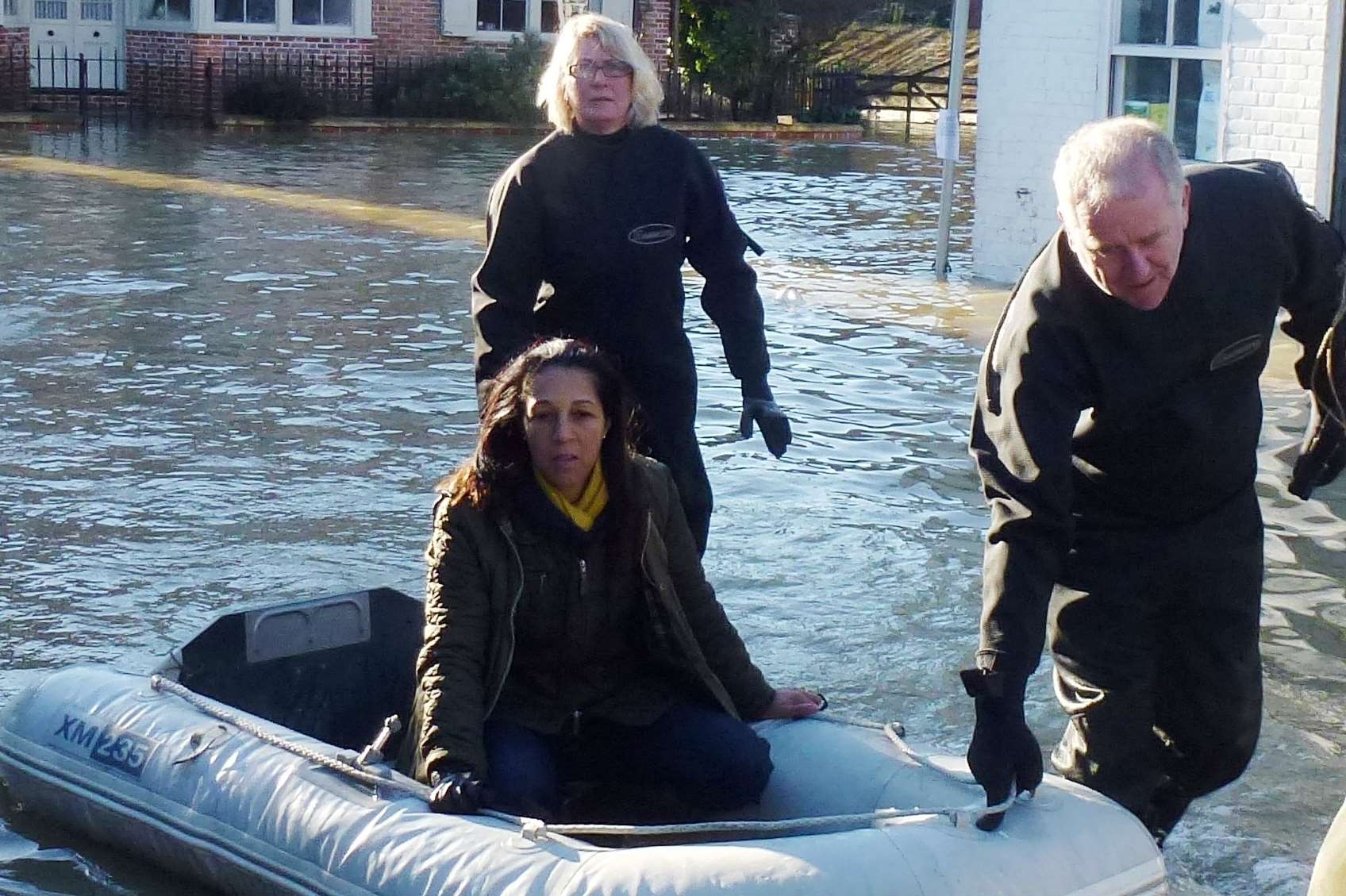 Helen Grant in Yalding during the floods